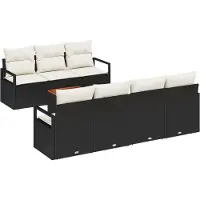 vidaXL Tuinbank Set 8 st Zwart poly rattan
