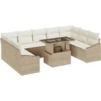 vidaXL Bankstel 10 st Beige en Crème poly rattan