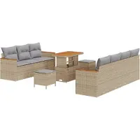 vidaXL Tuinbank Set 14 st 9-Aantal zitplaatsen Beige en Lichtgrijs