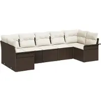 vidaXL Tuinbank Set 7 st Bruin Poly rattan