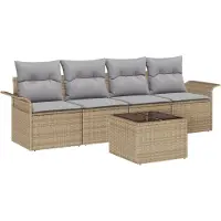 vidaXL Tuinbank Set 5 st Beige en Grijs poly rattan