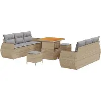 vidaXL Tuinbank Set 9 st 6-Aantal zitplaatsen Beige en Lichtgrijs