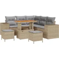 vidaXL Tuinbank Set 8 st Beige poly rattan