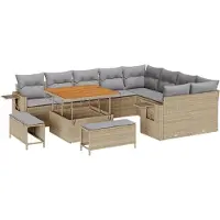 vidaXL Tuinbank Set 12 st 11-Aantal zitplaatsen Beige en Lichtgrijs