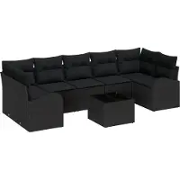 vidaXL Tuinbank Set 8 st 7-Aantal zitplaatsen Zwart poly rattan