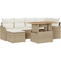 vidaXL Tuinbank Set 7 st beige en crèmekleurig