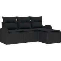 vidaXL Bankstel 4 st Zwart poly rattan