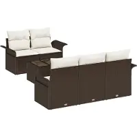 vidaXL Tuinbank Set 6 st 5-Aantal zitplaatsen Bruin en Crème