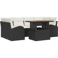 vidaXL Tuinset, 7-delig, zwart, polyrotan