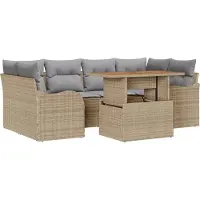 vidaXL Tuinbank Set 7 st beige en lichtgrijs