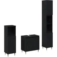 vidaXL Badkamermeubel Set 3 st Zwart Eiken 30 x 30 x 190 cm