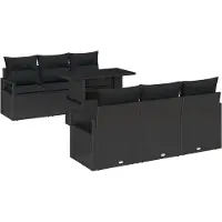 vidaXL Tuinbank Set 7 st Zwart Poly rattan