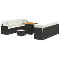 vidaXL Tuinbank Set Zwart en Crème poly rattan