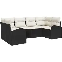 vidaXL Tuinbank Set 6 st Zwart en Wit poly rattan