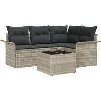 vidaXL Tuinset met 5 zitplaatsen, lichtgrijs, polyrotan