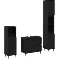 vidaXL Badkamermeubel Set 3 st Zwart Eiken 30 x 30 x 190 cm