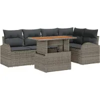 vidaXL Tuinbank Set 6 st Grijs Poly rattan