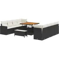 vidaXL Tuinbank Set 12 st 12-Aantal zitplaatsen Zwart en Crème