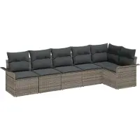 vidaXL Tuinbank Set 6 st Grijs poly rattan