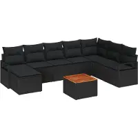 vidaXL Tuinbank Set 9 st Zwart poly rattan