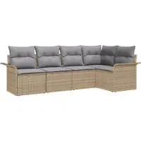 vidaXL Tuinbank Set 5 st Beige poly rattan