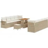 vidaXL Tuinbank Set Beige en Crème poly rattan