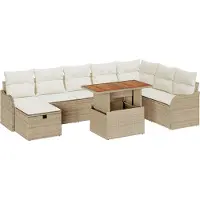 vidaXL Tuinbank Set 9 st Beige poly rattan