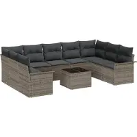 vidaXL Tuinbank Set 10 st Zwart poly rattan