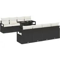 vidaXL Tuinbank Set 9 st 6-Aantal zitplaatsen Zwart en Crème