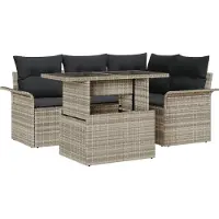 vidaXL Tuinbank Set 5 st Lichtgrijs poly rattan