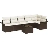 vidaXL Tuinbank Set 7 st Bruin poly rattan