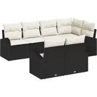 vidaXL Tuinbank Set 7 st Zwart en Wit poly rattan