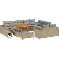 vidaXL Tuinbank Set 13 st Beige en Lichtgrijs poly rattan