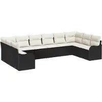 vidaXL Tuinbank Set Zwart 344 x 177,5 x 85 cm poly rattan