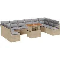 vidaXL Tuinbank Set 11 st 10-Aantal zitplaatsen Beige en Grijs