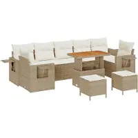 vidaXL Tuinbank Set Beige en Crème poly rattan