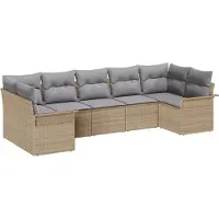 vidaXL Tuinbank Set 7 st Beige Poly rattan