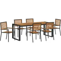 vidaXL Tuin Eettafel Set 7 st Zwart en Bruin poly rattan