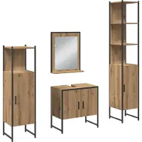 vidaXL Badkamermeubel Set 4 st Bruin 33 x 33 x 185,5 cm Bewerkt hout