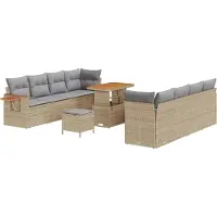vidaXL Tuinbank Set 12 st 10-Aantal zitplaatsen Beige en Lichtgrijs