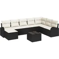 vidaXL Bankstel 9 st Zwart en Wit poly rattan