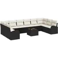 vidaXL Tuinbank Set 11 st Bruin en Crème poly rattan