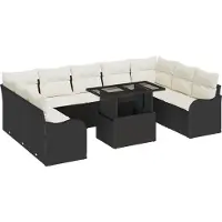 vidaXL Tuinset, 10 stuks, 9 zitplaatsen, zwart, polyrotan