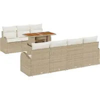 vidaXL Tuinbank Set 8 st Beige Poly rattan