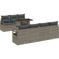 vidaXL Tuinbank Set 8 st 7-Aantal zitplaatsen Grijs poly rattan