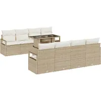 vidaXL Tuinbank Set 9 st 6-Aantal zitplaatsen Beige en Crème
