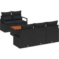 vidaXL Tuinbank Set 6 st Zwart poly rattan