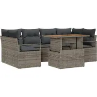 vidaXL Tuinbank Set 7 st 6-Aantal zitplaatsen Grijs