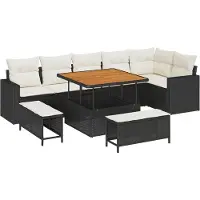 vidaXL Tuinbank Set 11 st 9-Aantal zitplaatsen Zwart en Crème
