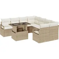 vidaXL Tuinbank Set 9 st Beige Poly rattan